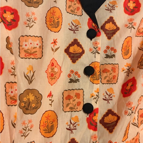 Vintage 50s Market Novelty Print Swing Dress Rockabilly Retro NWT Size L - Picture 7 of 10